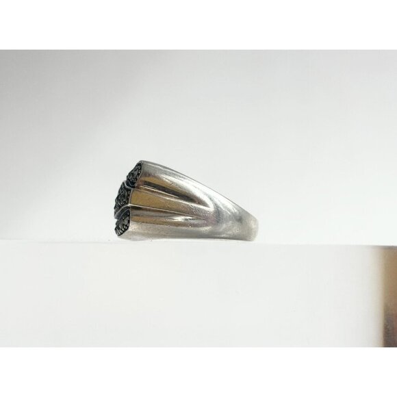 Art Deco Marcasite Multi Gemstone Ribbed Shank Vintage Ring - sz 9 - Picture 7 of 10